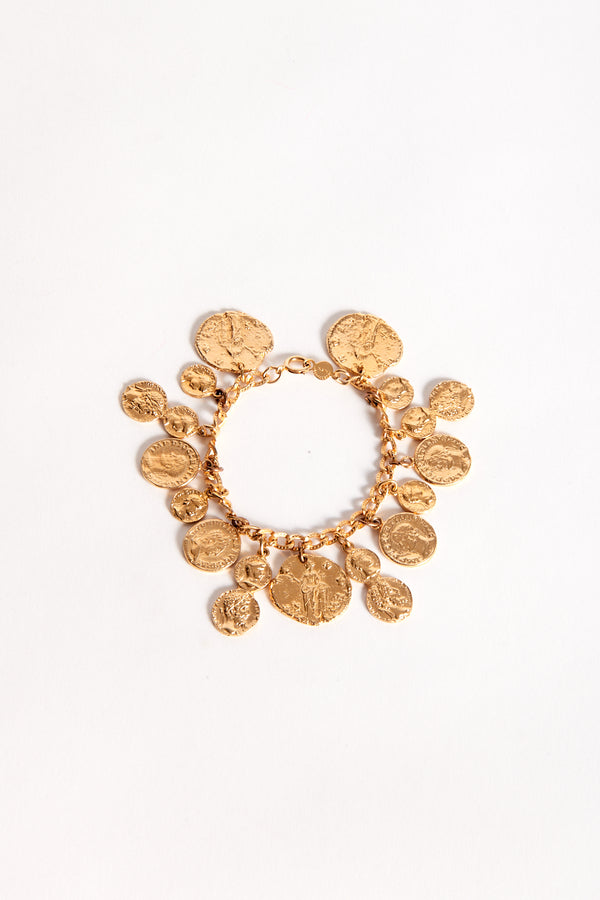 Gold Faux Coin Charm Bracelet