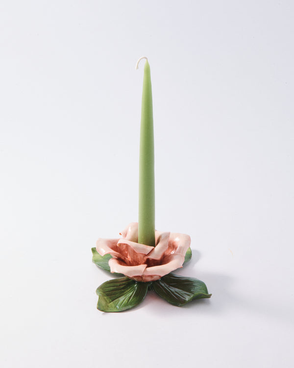 Italian Ceramic Rose Candle Holder