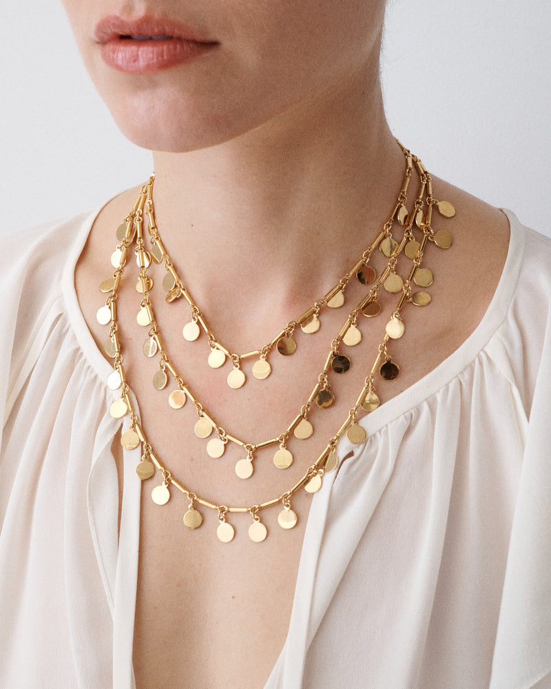 Gold Three Layered Disc Necklace