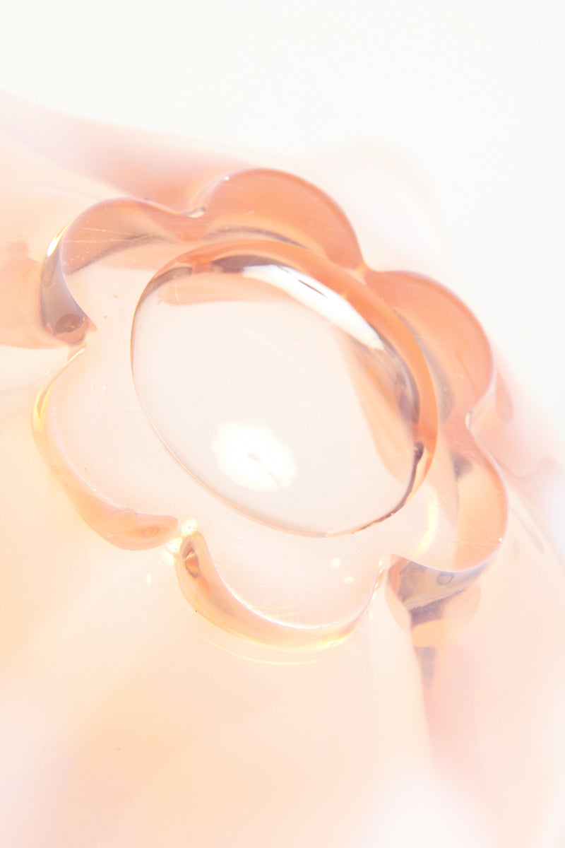 Large Opalescent Pink Ruffle Bowl