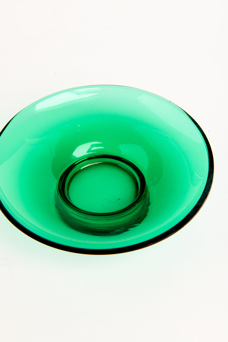 Murano Emerald Green Glass Snack Dish Set of Two
