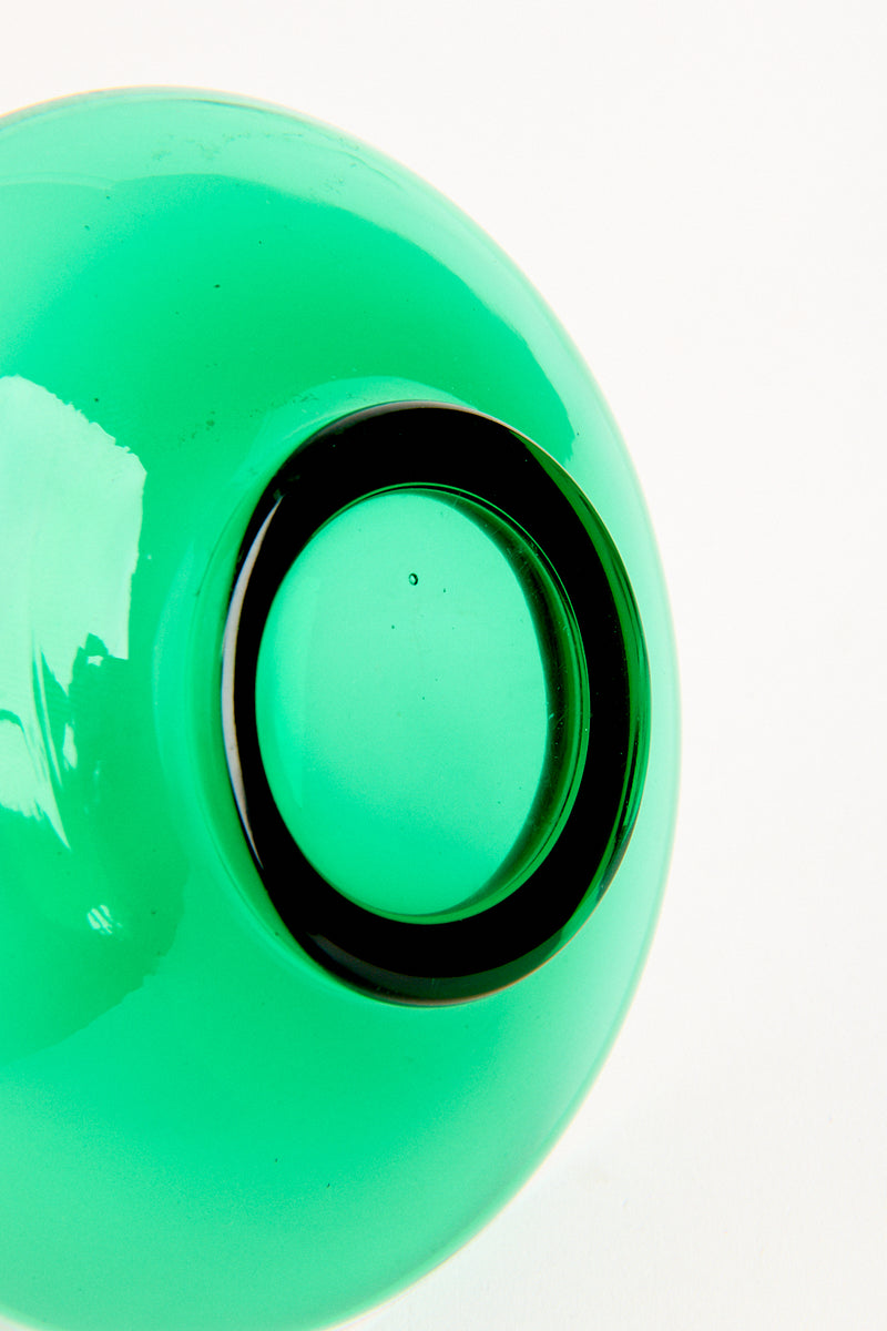 Murano Emerald Green Glass Snack Dish Set of Two