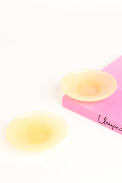 Creamy Yellow Murano Glass Small Snack Bowl Set of Two