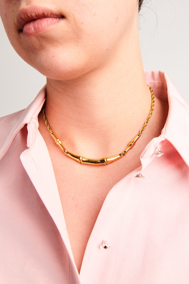 Bamboo Chain Collar Necklace