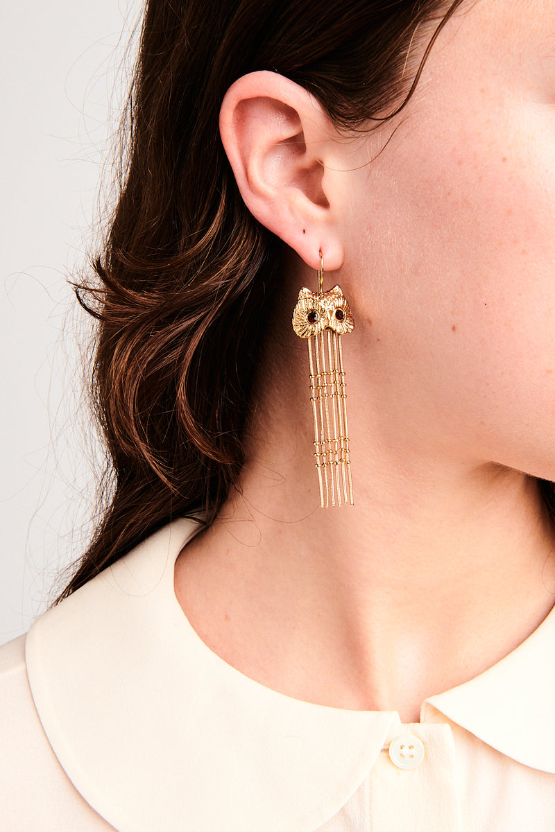 Italian Owl Chandelier Earrings