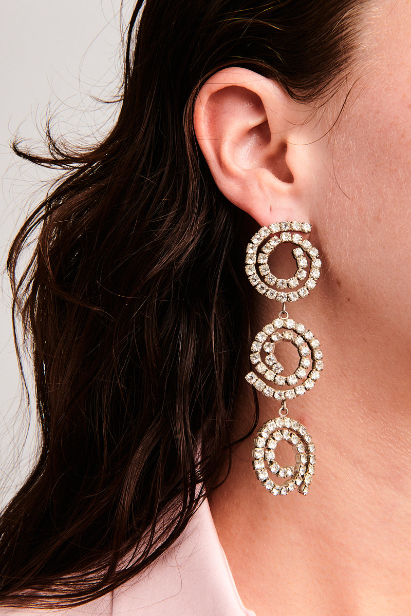 1950s Diamanté Spiral Chandelier Earrings
