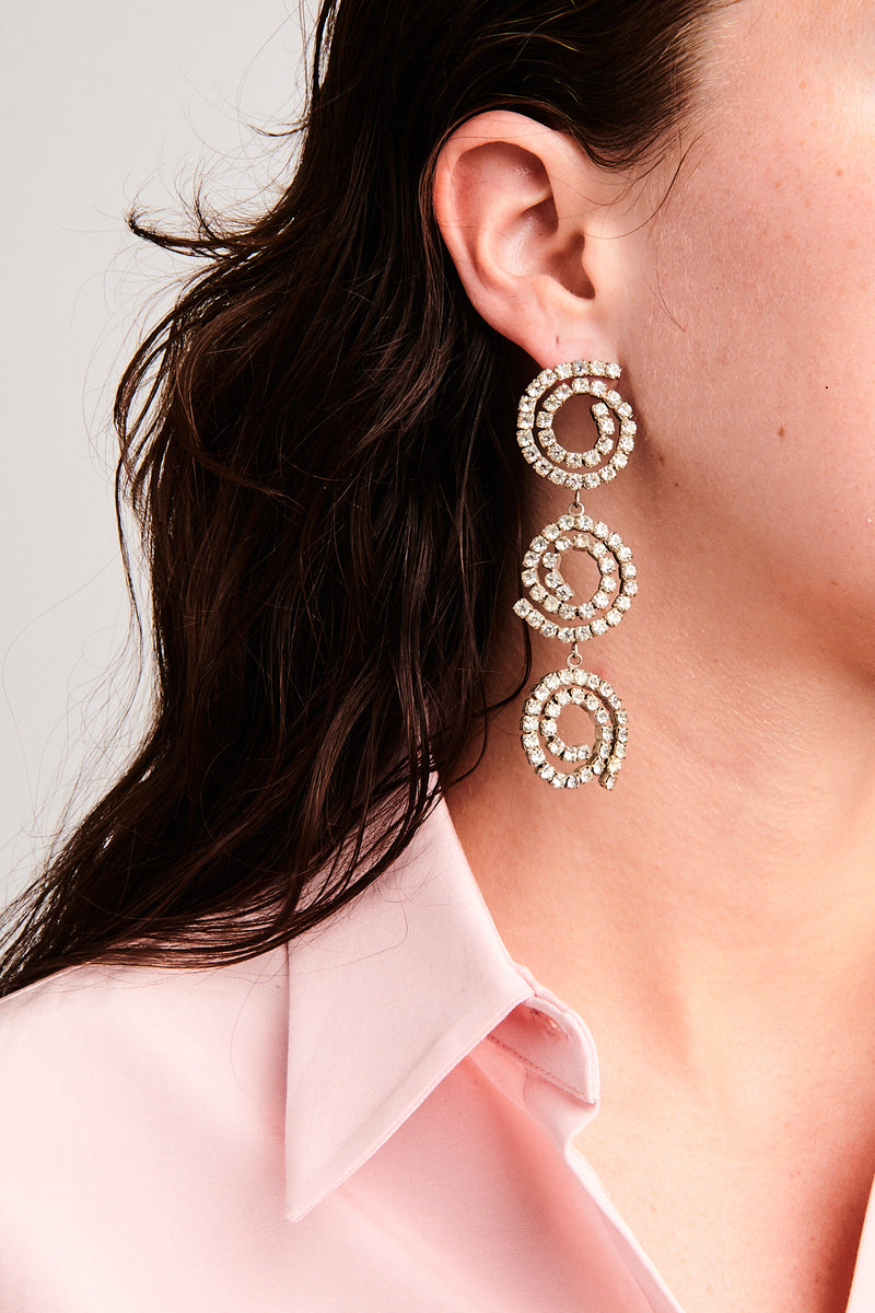 1950s Diamanté Spiral Chandelier Earrings