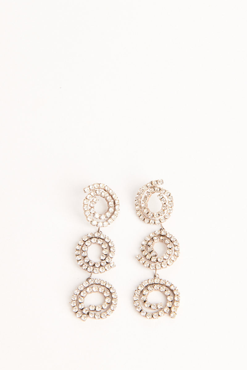 1950s Diamanté Spiral Chandelier Earrings