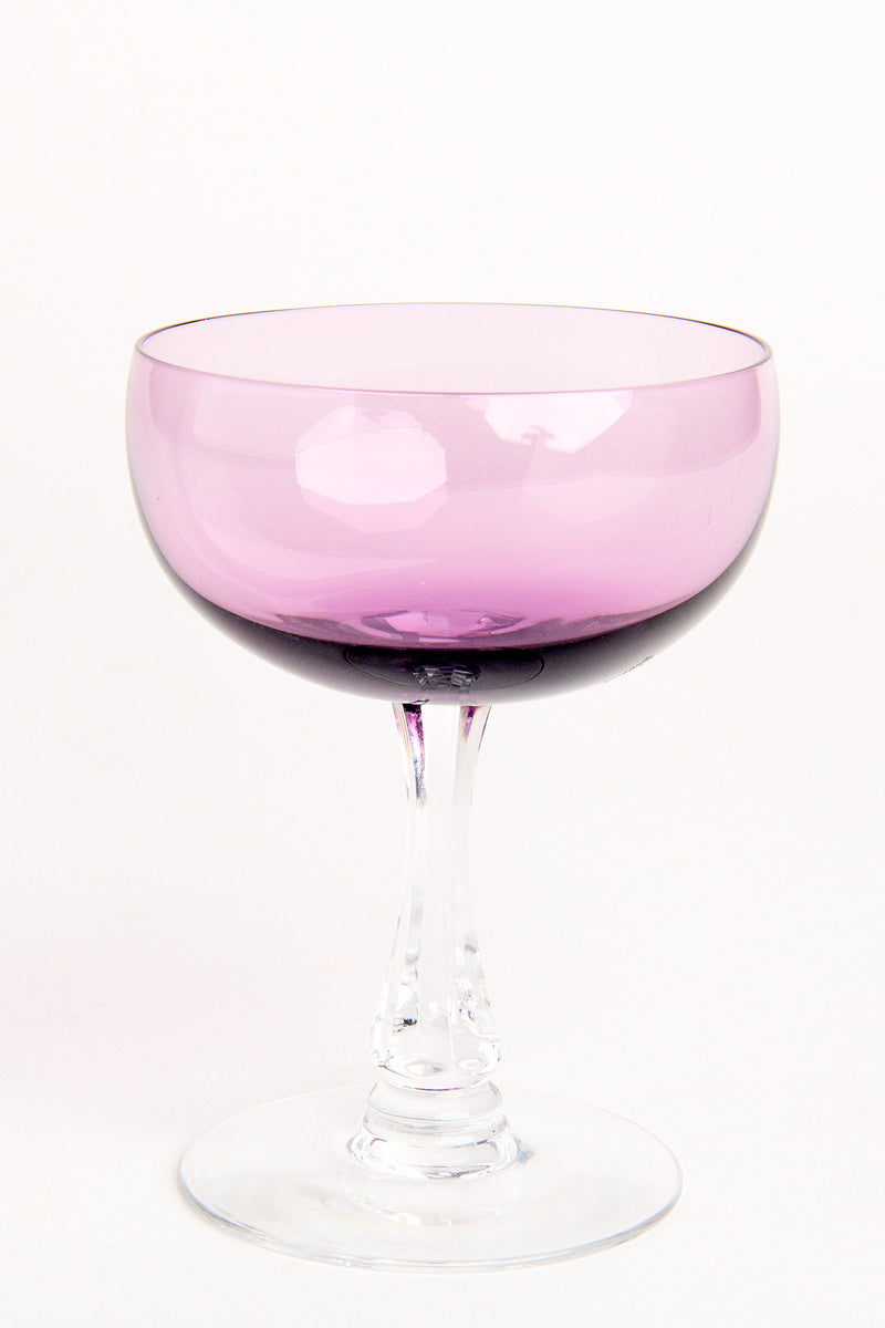 Violet Faceted Stem Cocktail Glass Set of Two