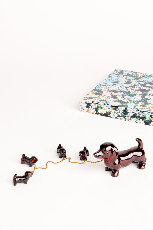 Japanese Made Ceramic Dachshund Family