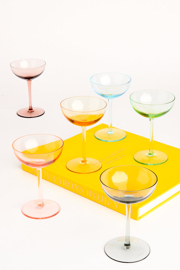 Murano Rainbow Cocktail/Champagne Coupe Set of Six