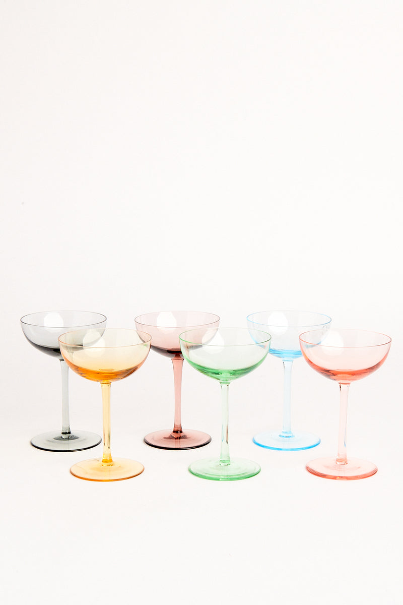 Murano Rainbow Cocktail/Champagne Coupe Set of Six