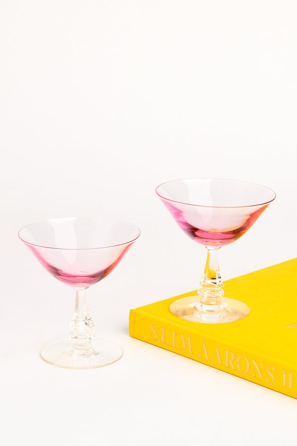 Cerise Pink Crystal Cocktail Glass