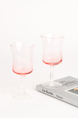 Pink Bell Shape Water/Wine Glass Set of Two