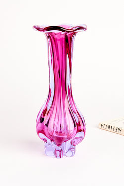 Large Deep Pink/Pale Lavender Czech Vase
