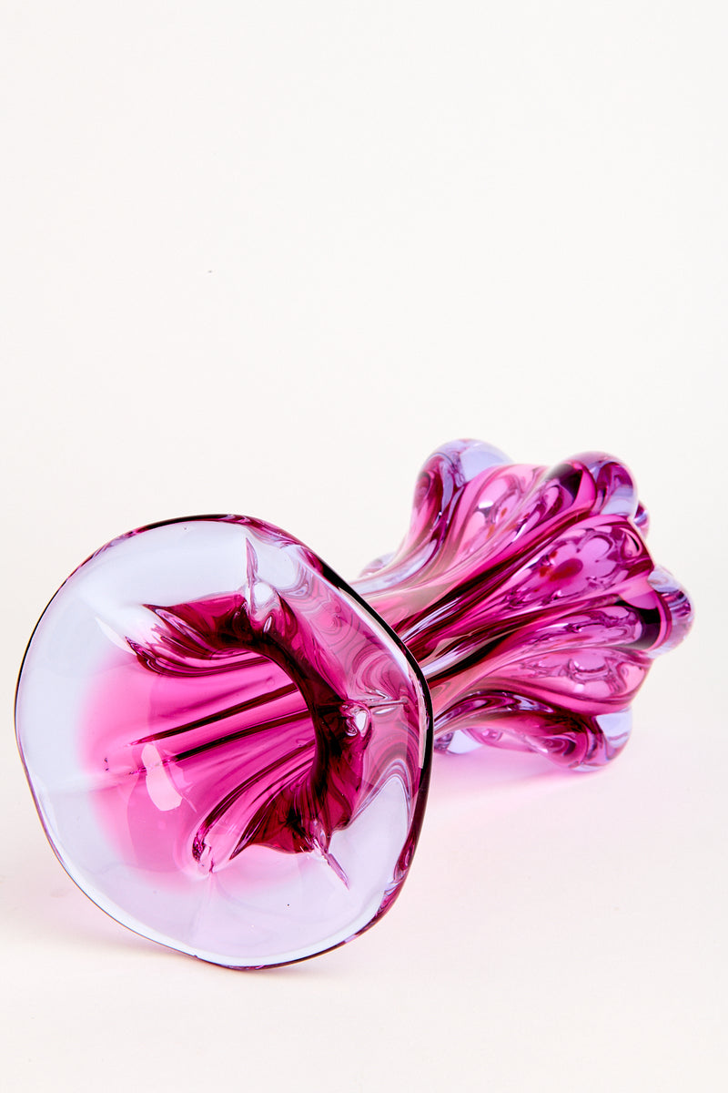 Large Deep Pink/Pale Lavender Czech Vase