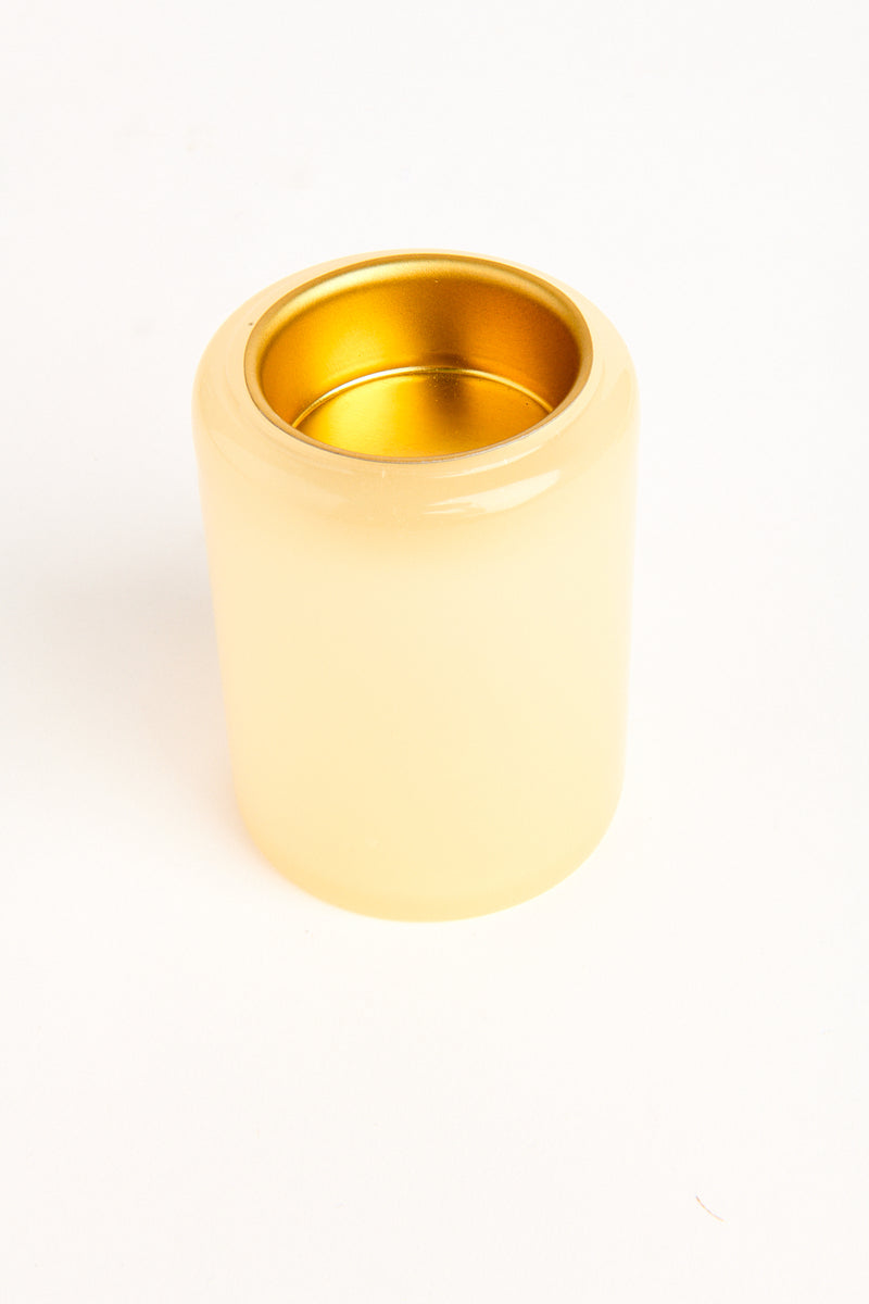 Murano Creamy Yellow Glass Candle Holder Set of Two