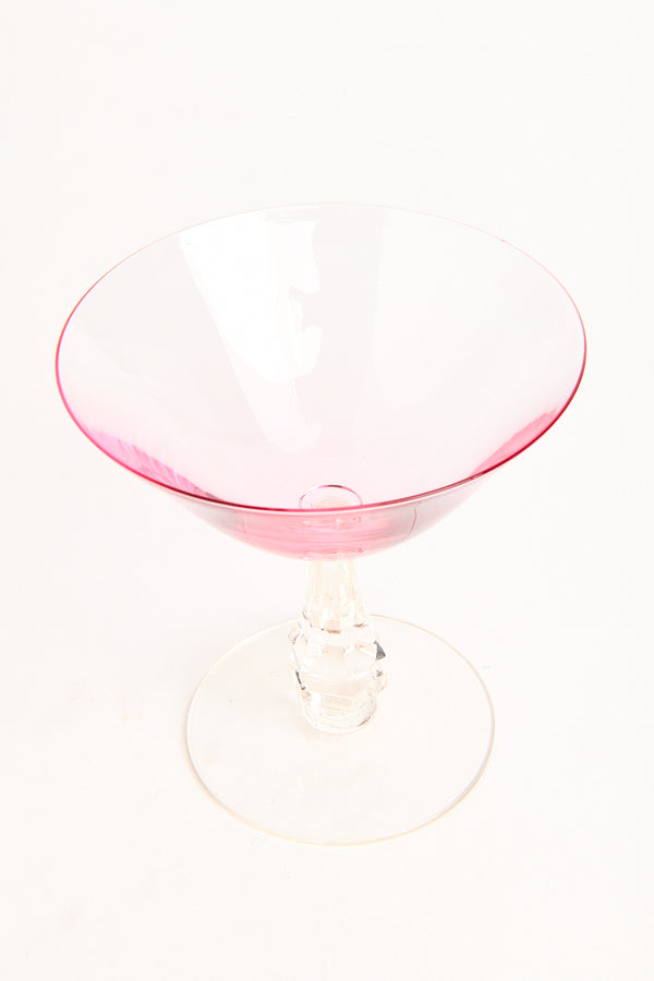 Cerise Pink Crystal Cocktail Glass Set of Two