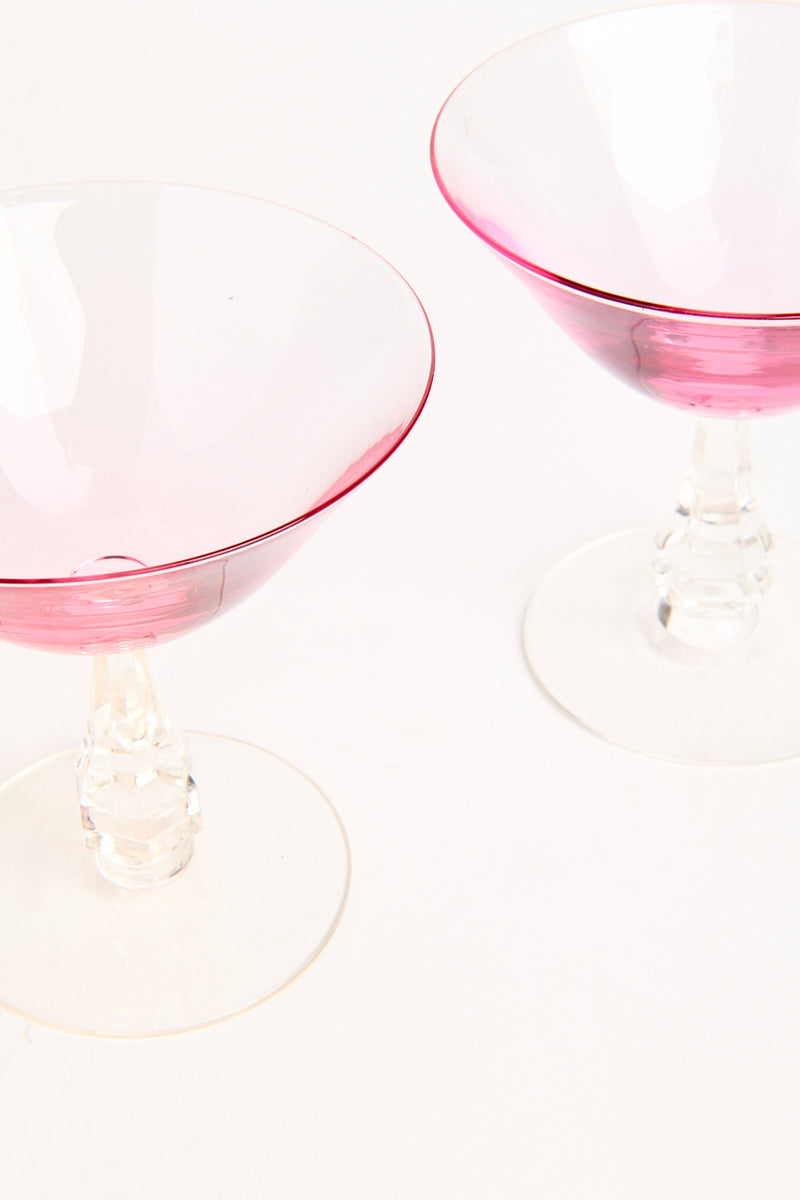 Cerise Pink Crystal Cocktail Glass