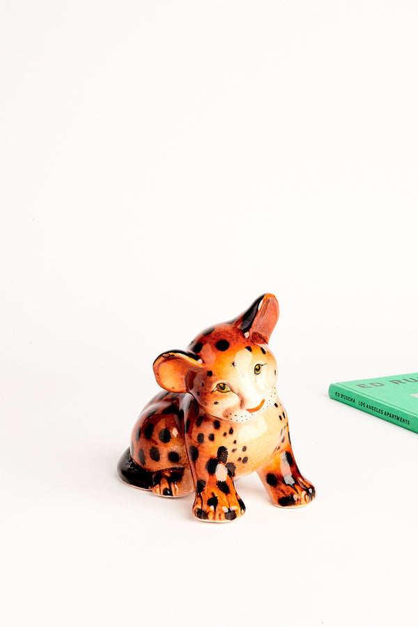 Italian Hand Painted Ceramic Leopard Cub