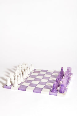 Italian Amethyst/White Large Alabaster Chess Set