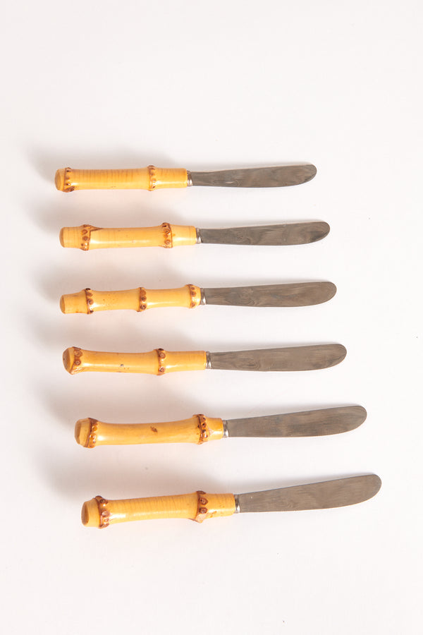 1950's German Bamboo Butter/Pate Knife Set of Six