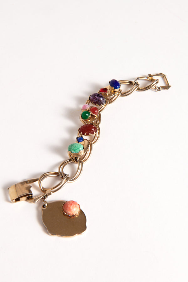 1950's Multicolor Cabochon Stone Bracelet