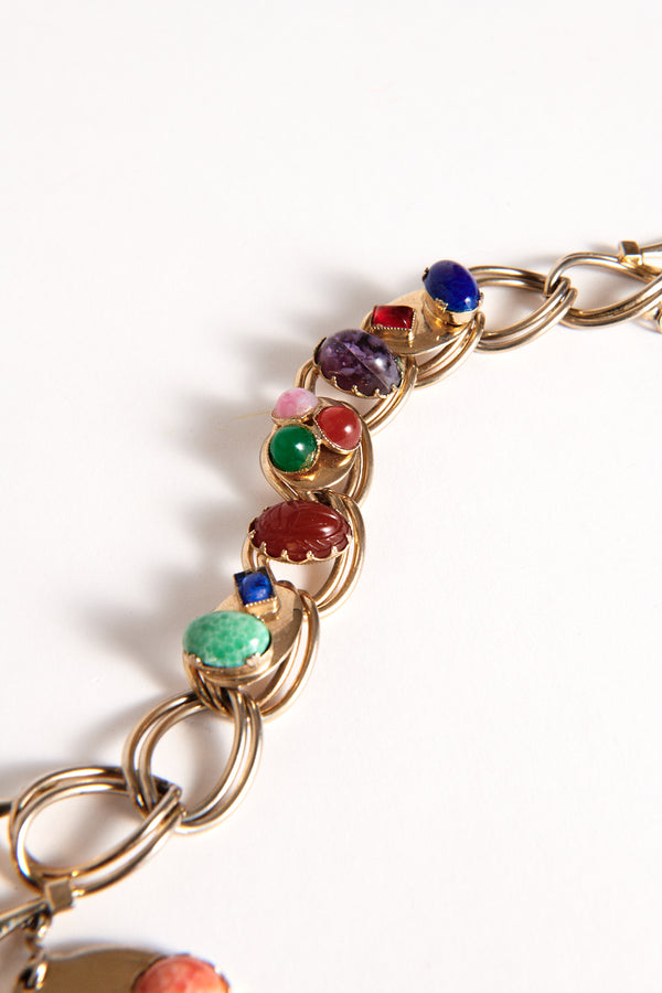 1950's Multicolor Cabochon Stone Bracelet
