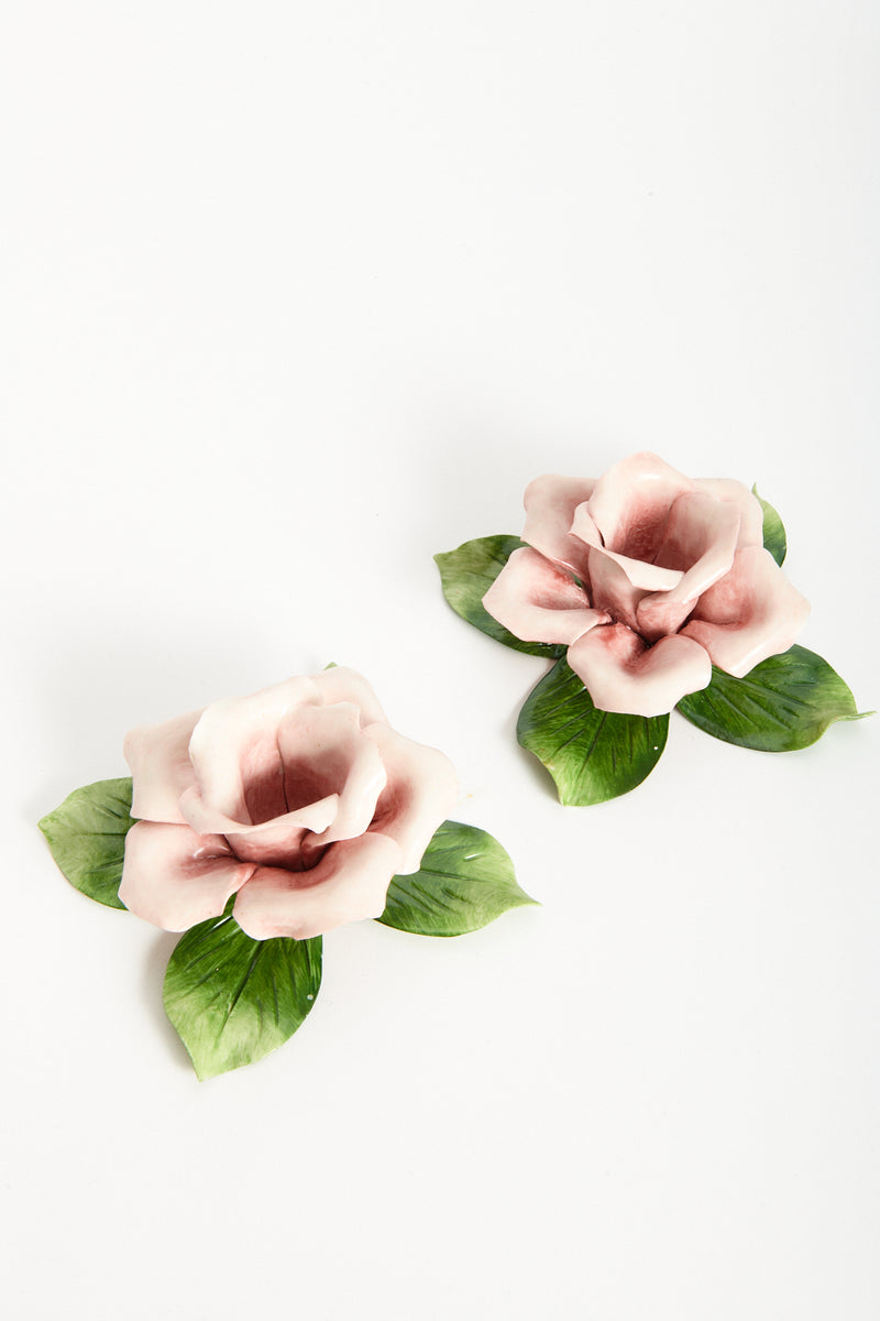 Italian Ceramic Rose Candle Holder