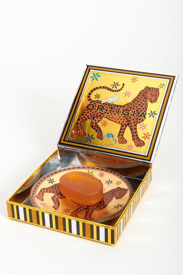 Italian Leopard Glass Dish & Soap