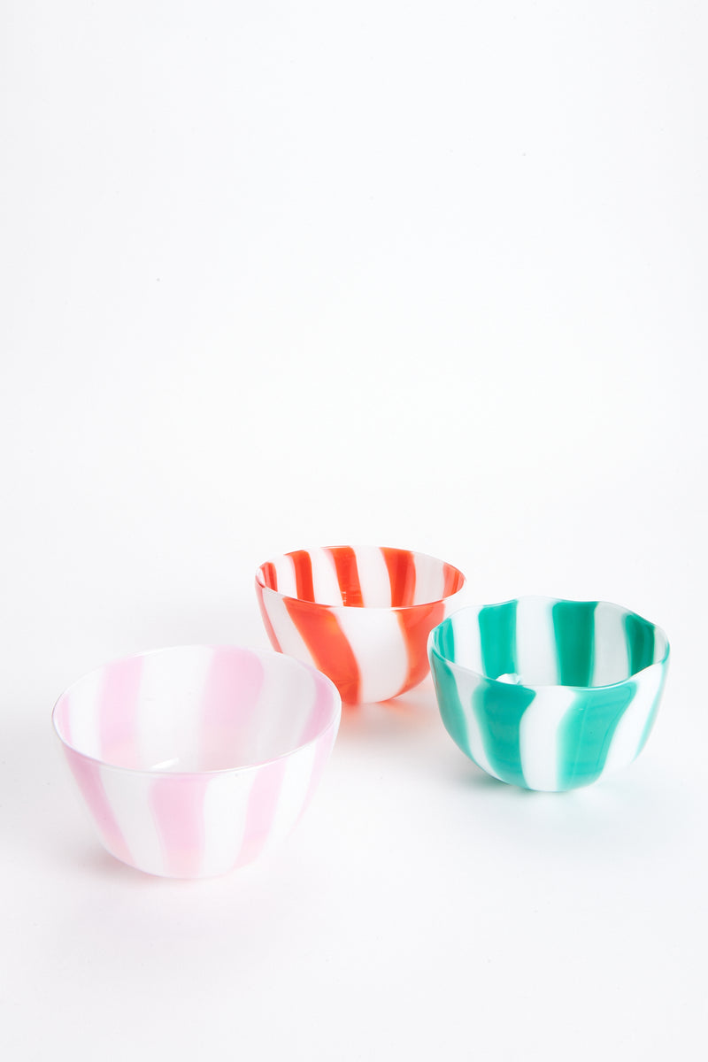 Green Candy Striped Murano Glass Bowl