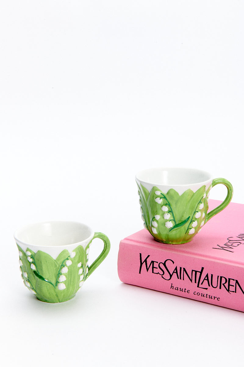 Lily of the Valley Ceramic Tea Cup Set of Two
