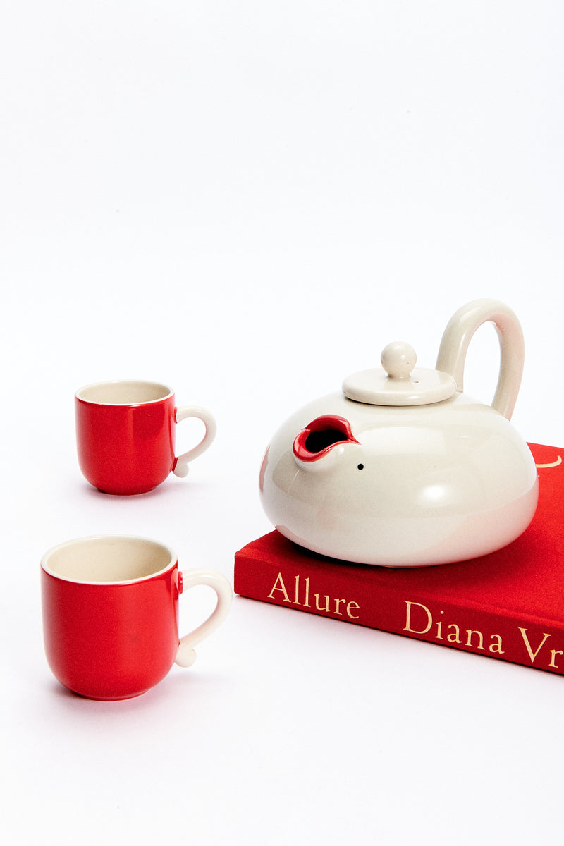 1980s Red Lips Tea Set