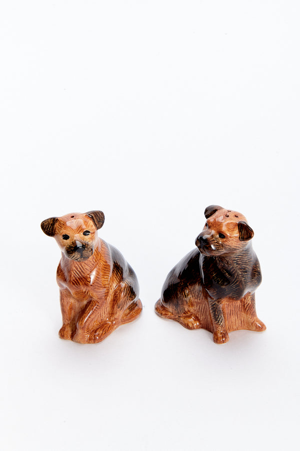 Handmade Ceramic Border Terrier Salt & Pepper Shakers