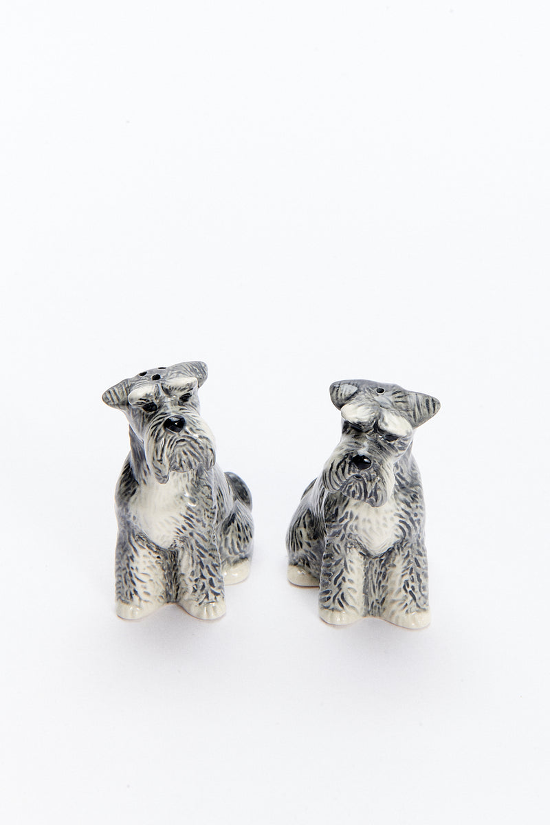 Handmade Ceramic Schnauzer Salt & Pepper Shakers