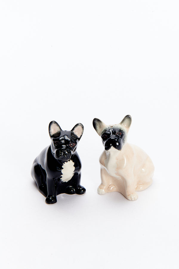 Handmade Ceramic French Bulldog Salt & Pepper Shakers