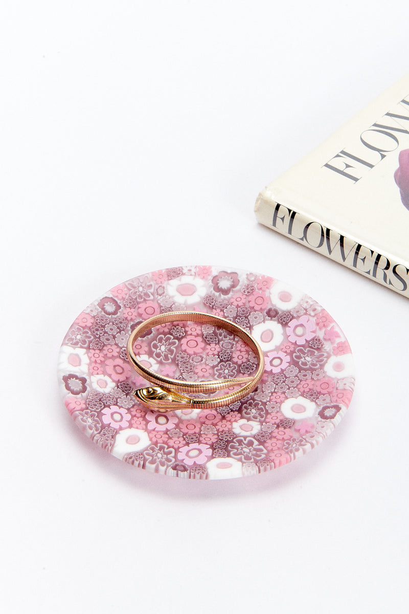 Pink Flower Murano Millefiori Plate