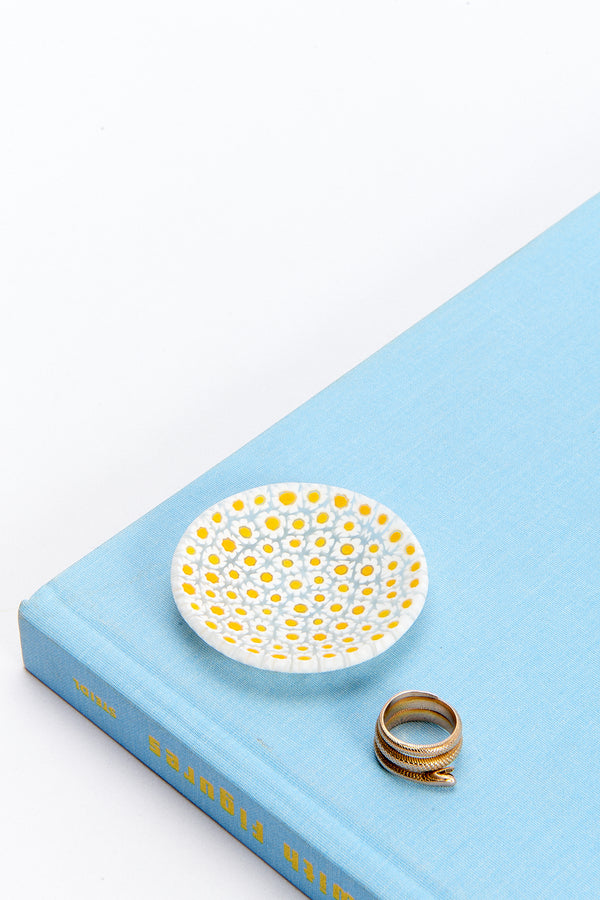 Italian White Daisy Murano Millefiori Mini Dish