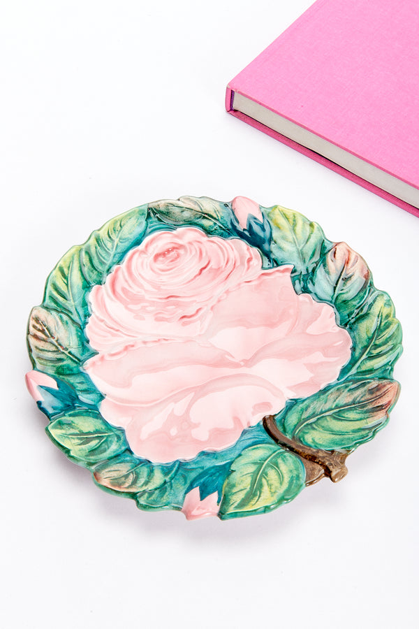 1950s Hand Painted Italian Rose Plate