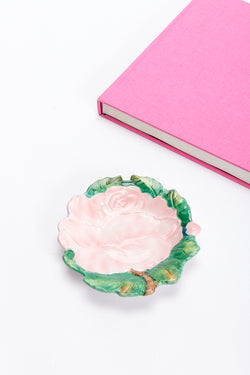 1960s Hand Painted Italian Rose Dessert Plate