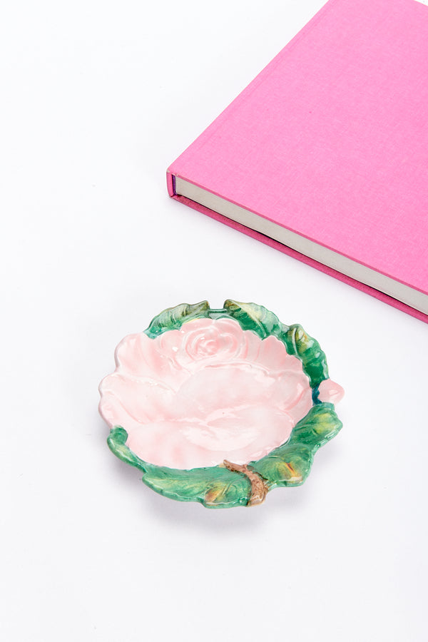 1960s Hand Painted Italian Rose Dessert Plate