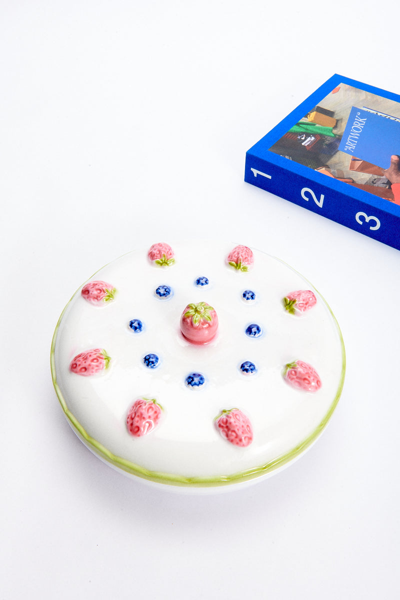 Hand Painted Italian Ceramic Berry Covered Baking Dish