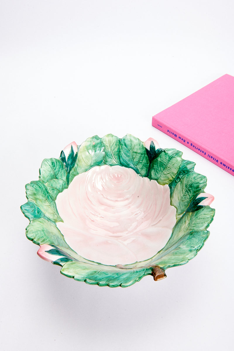 1950s Hand Painted Italian Rose Salad Bowl