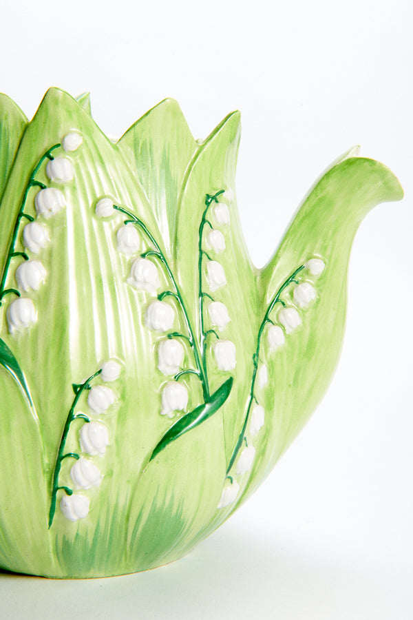 Lily of the Valley Ceramic Tea Set - Teapot, Creamer & Sugar Bowl