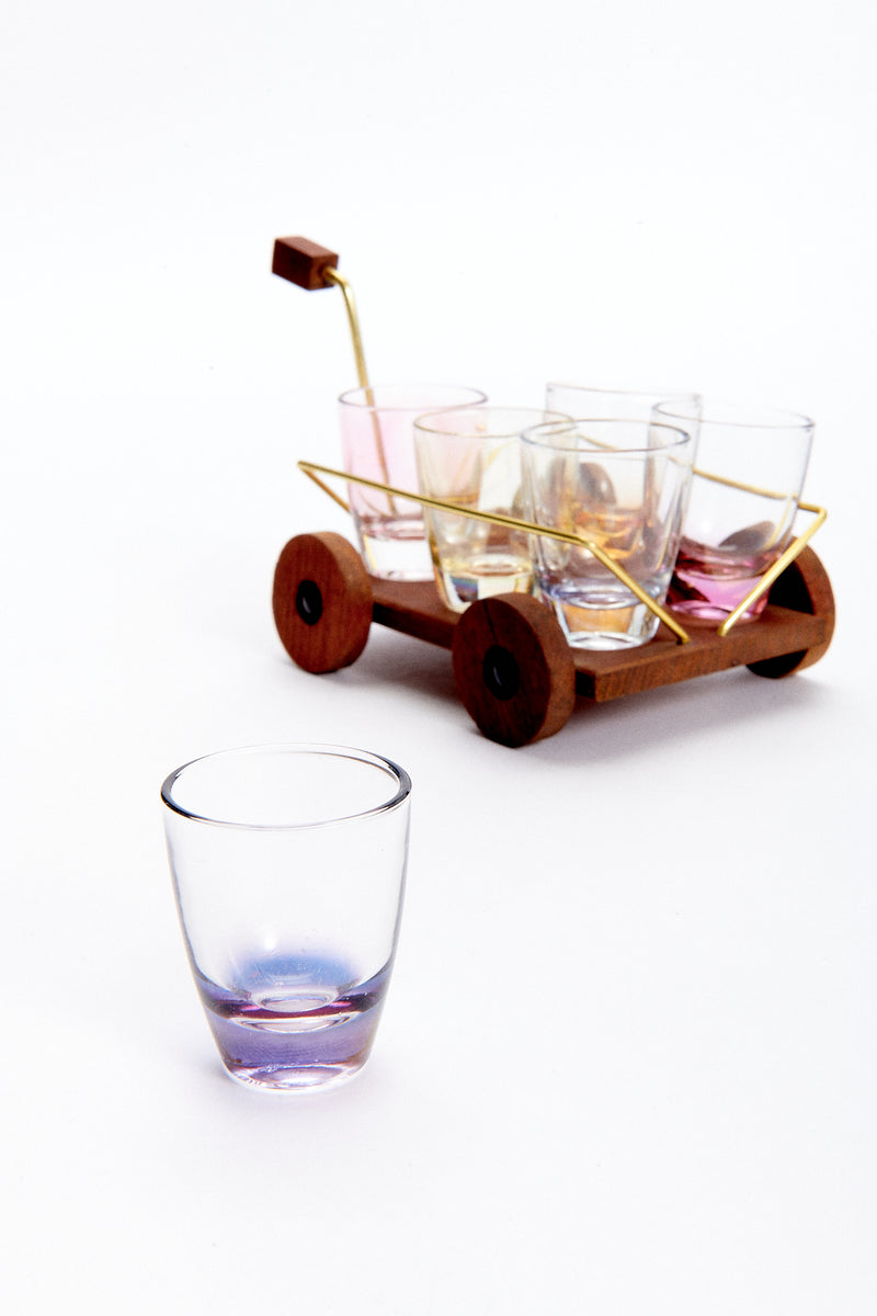 1950s Trolley Cart Shot Glass Set