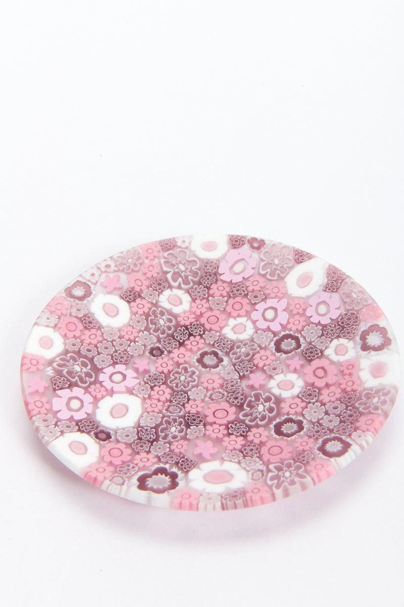 Pink Flower Murano Millefiori Plate