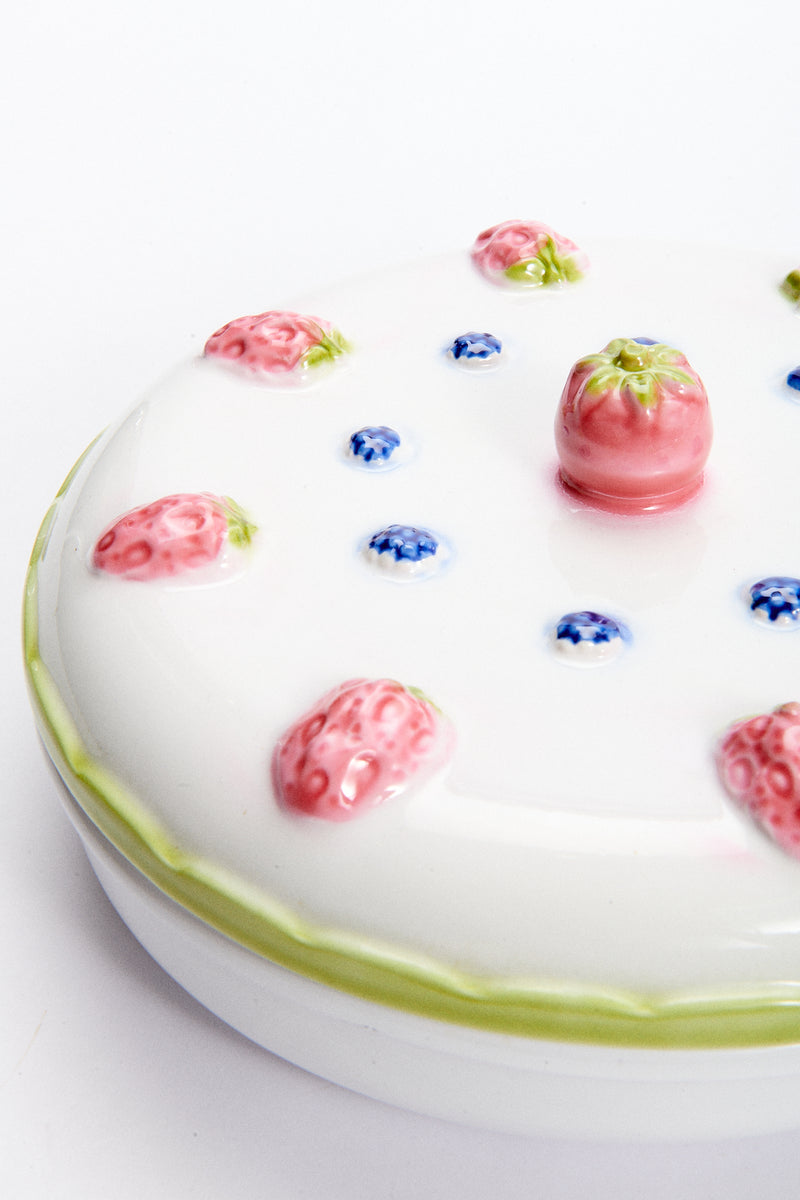 Hand Painted Italian Ceramic Berry Covered Baking Dish