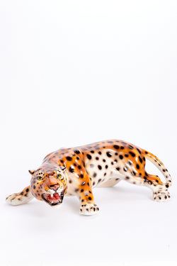 Italian Ceramic Crouching Leopard