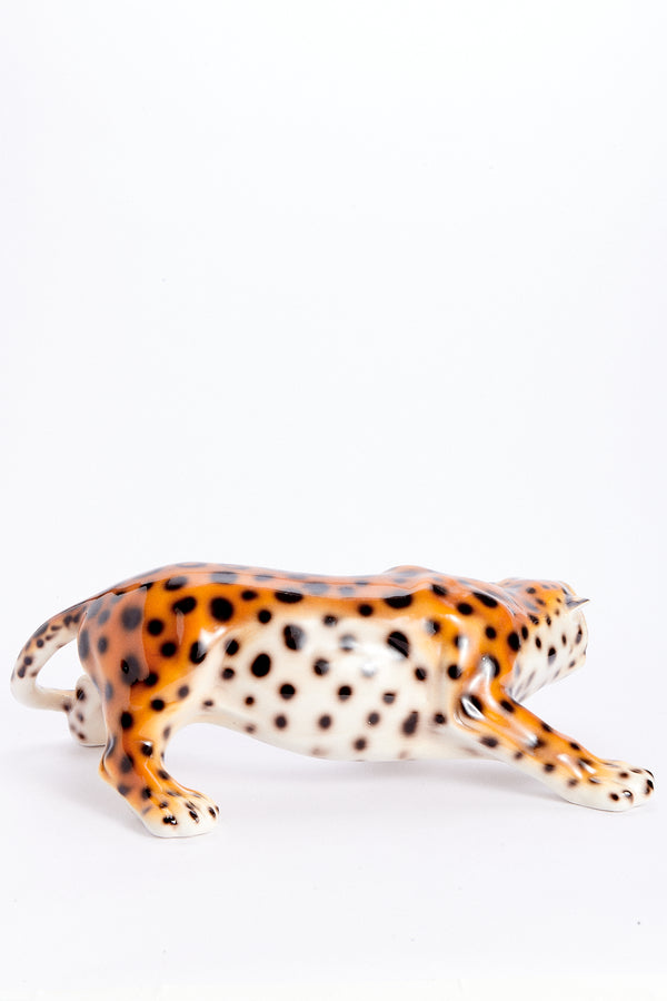 Italian Ceramic Crouching Leopard