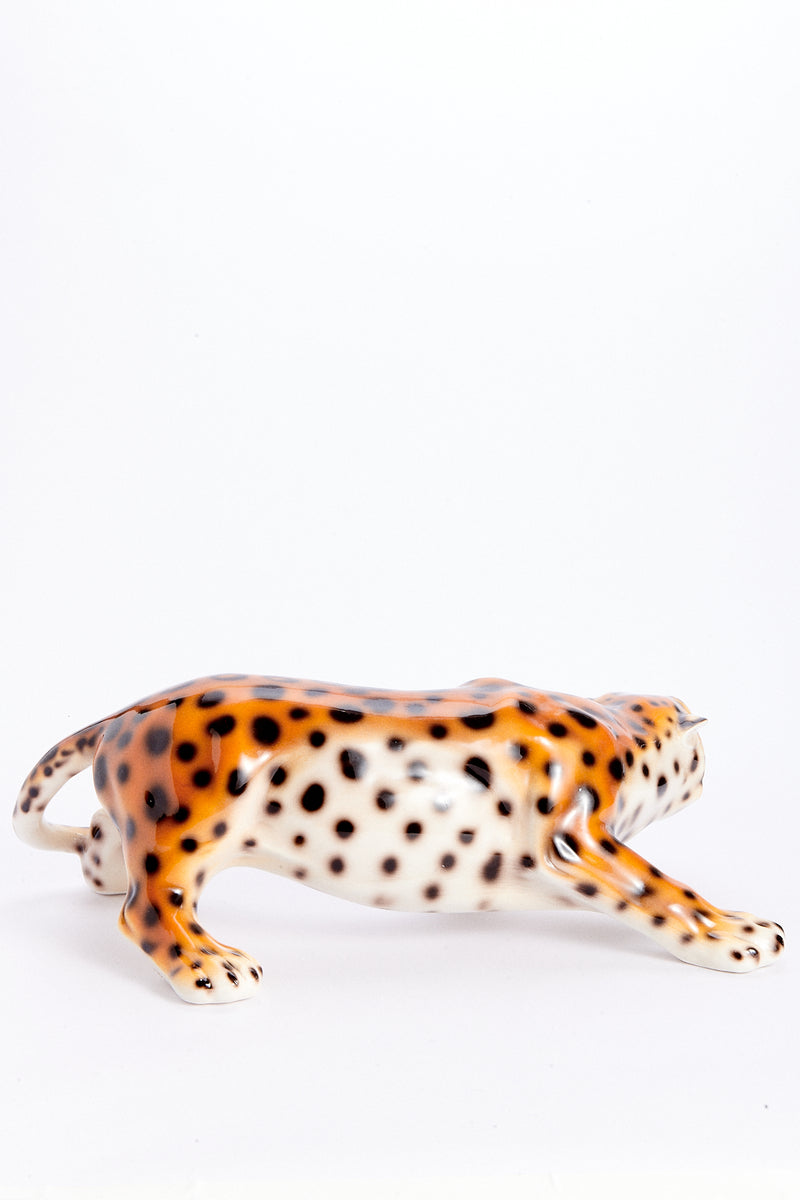Italian Ceramic Crouching Leopard